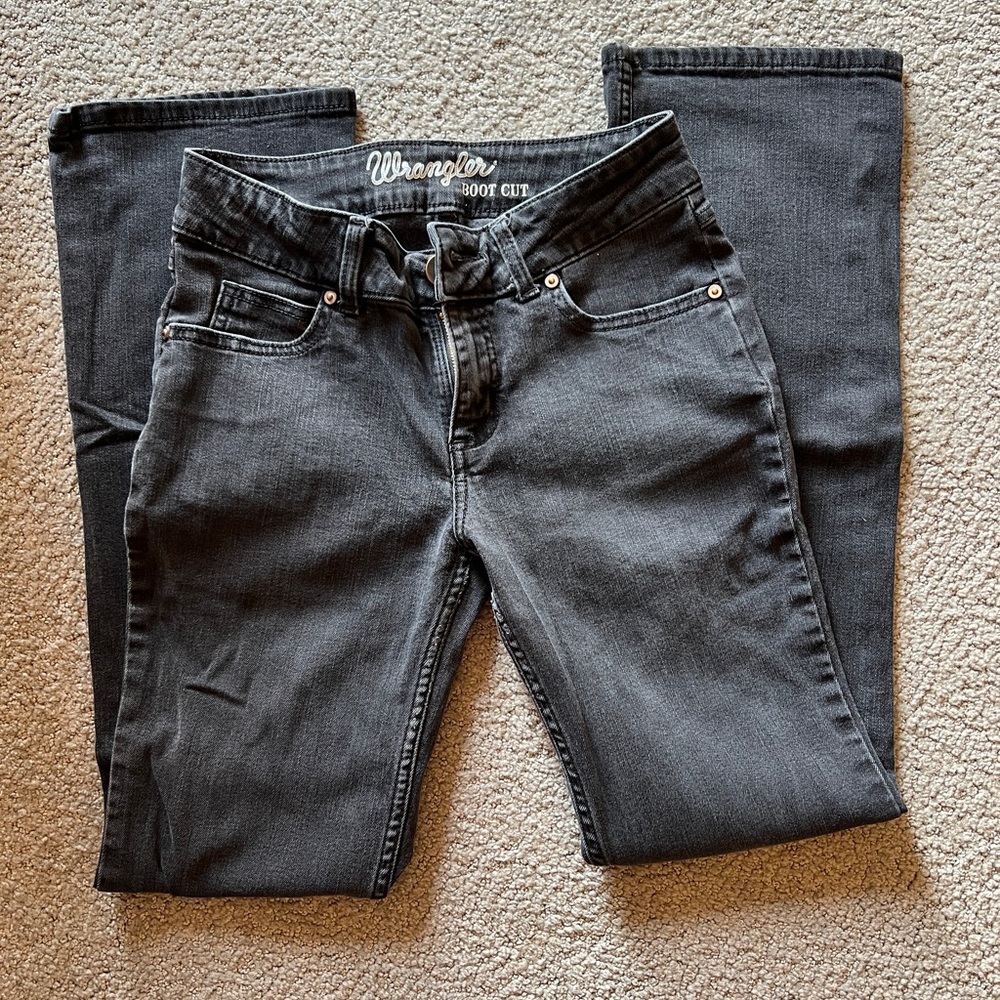 Black Bootcut Wrangler Jeans